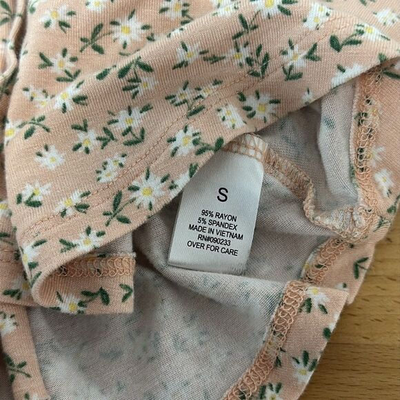 Pacsun Womens Floral Print Peplum Pink Crop Top Tie Front Sz S Short Sleeves - Picture 6 of 6